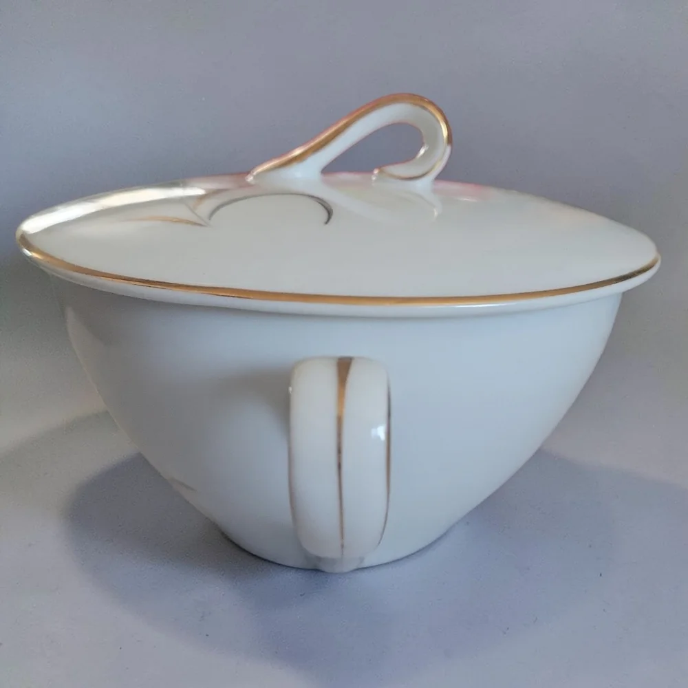 Vtg CTSI Eternal Harvest Collection Two Handled Sugar Bowl W/ Lid Gold Silver